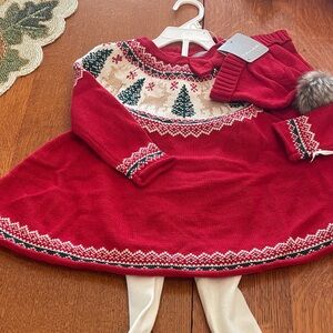 Tahari Holiday Knit Dress with Hat and tights